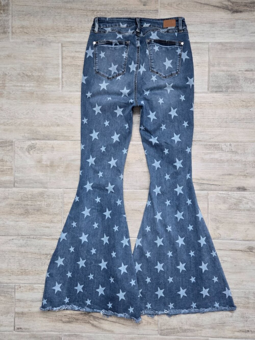 Judy Blue High Rise Super Flare Bottom Star Jeans Womens Hippie Bell Bottom 7/28 - Picture 2 of 6
